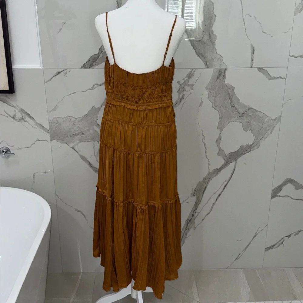 Anthropologie Ruched Slip Tiered Midi Dress Size 8 - Picture 10 of 10